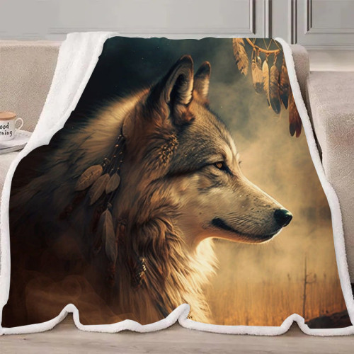 Tribal Wolf Blanket