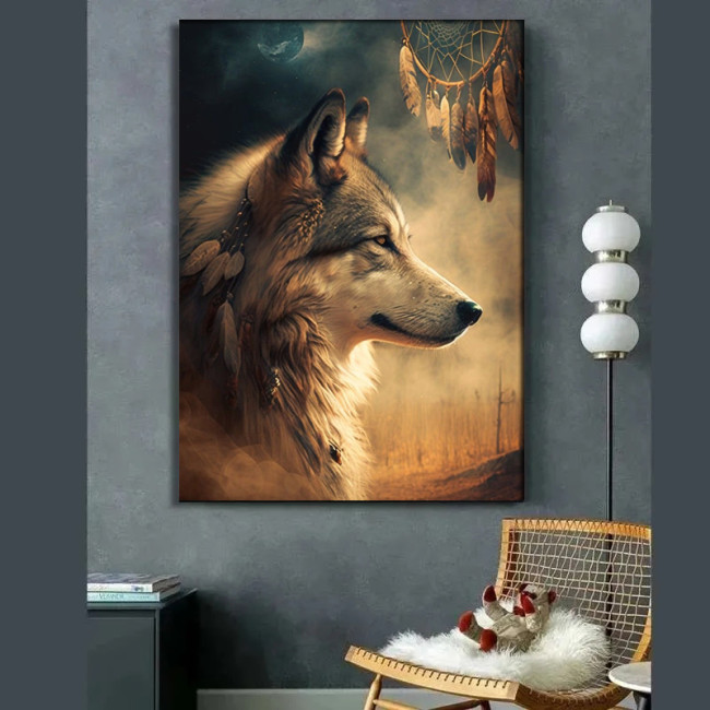 Tribal Wolf Painting Art