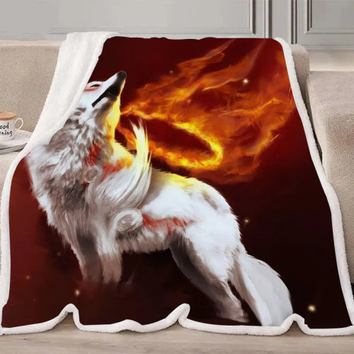 Anime Fire Wolf Blanket