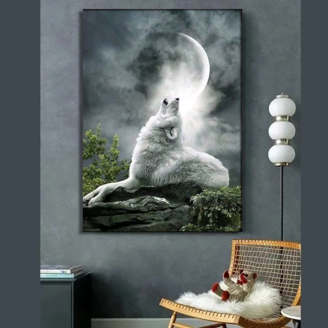 Moon Wolf Painting Art