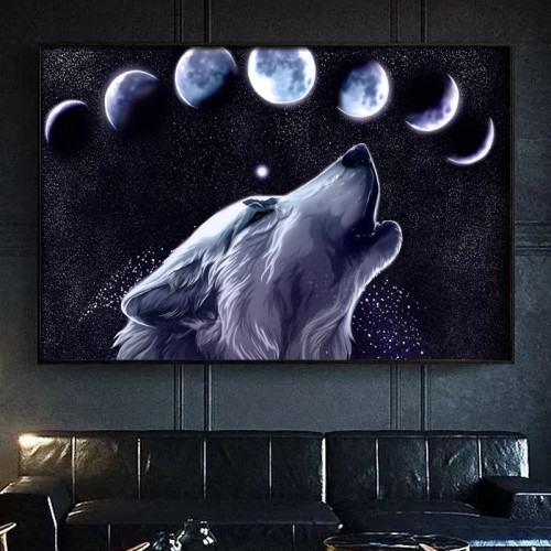 Cosmic Howl Wolf Painting Art