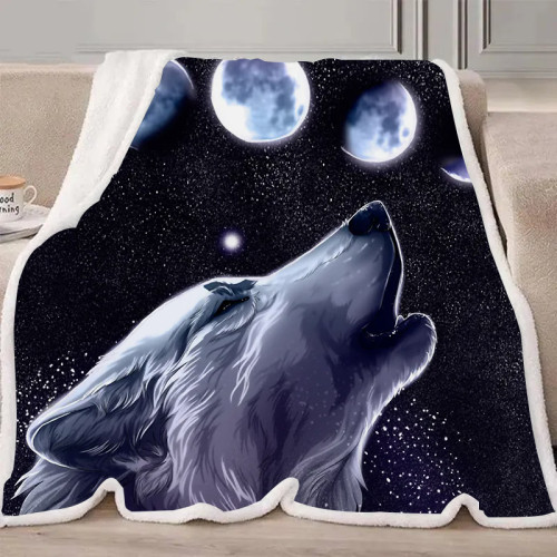 Cosmic Howl Wolf Blanket