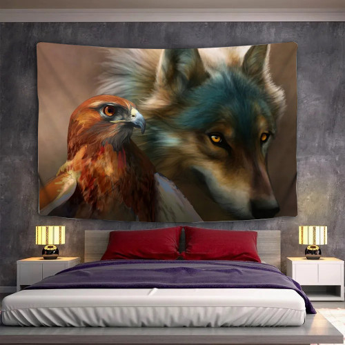 Eagle And Wolf Tapestry