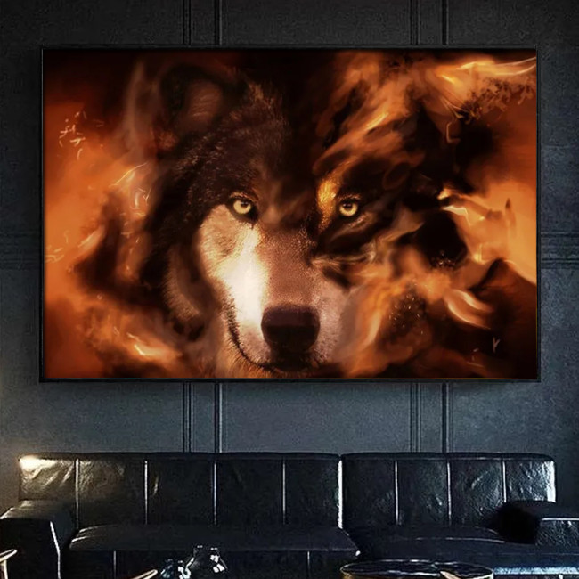 Fire Wolf Painting Art