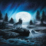 Wolf Packs Howling Painting Art