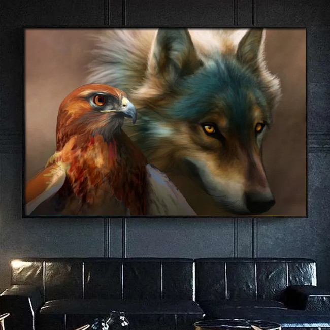 Eagle And Wolf Painting Art