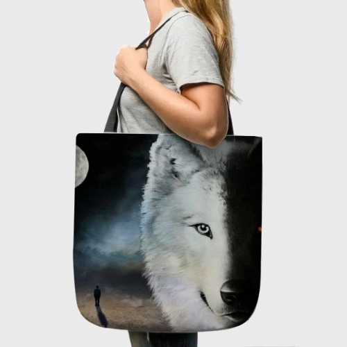 Yin Yang Wolf Tote Bag