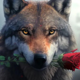 Rose Wolf Painting Art