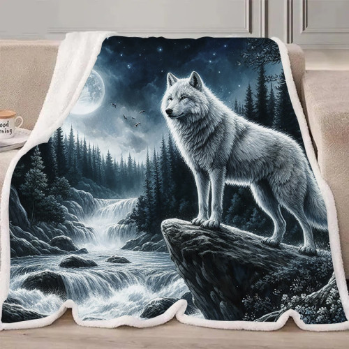Mountain Wolf Moon Blanket