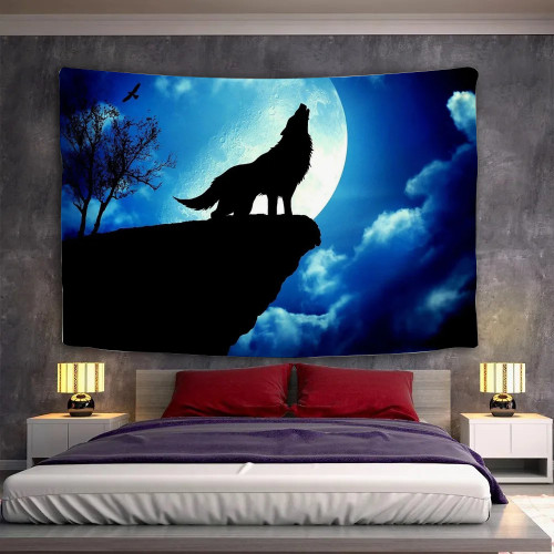 Mountain Wolf Howling Tapestry