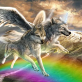 Wolf With Wings Painting Art