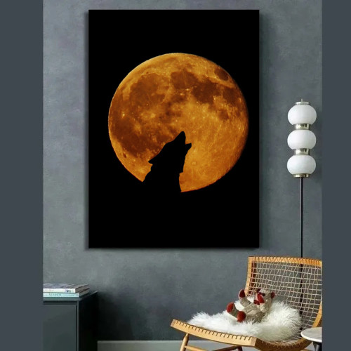 Wolf Howling Moon Wall Art