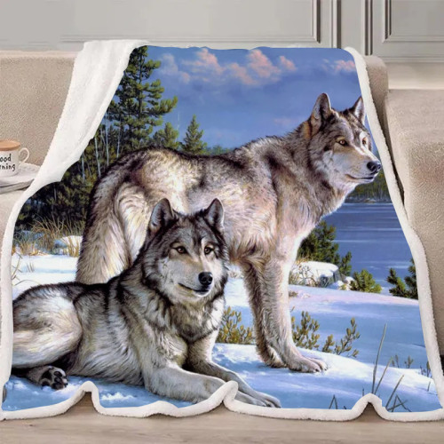 Wolf Couples Print Blanket