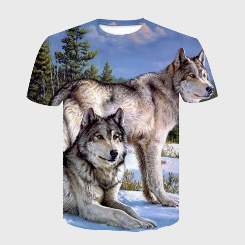 Wolf Couples Print T-Shirt