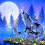 Wolf Family Painting Art