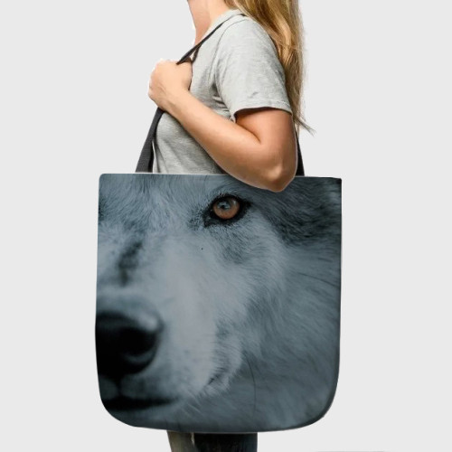 Half Wolf Face Tote Bag