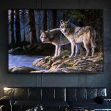 Wolf Couples Painting Art