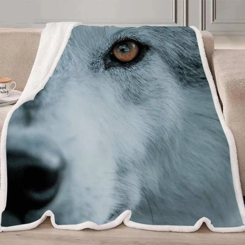 Half Wolf Face Blanket
