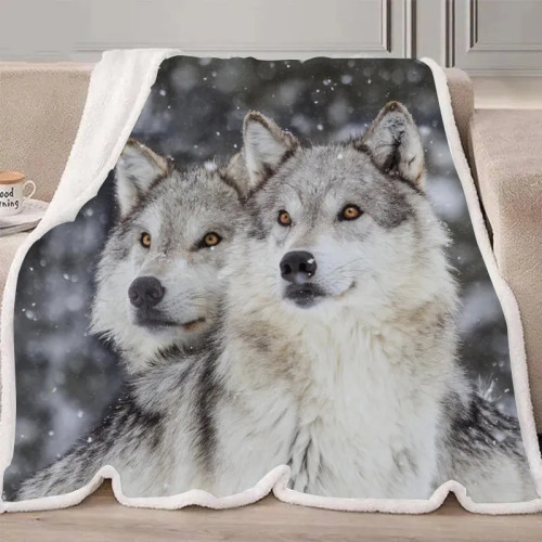 Snow Wolf Couples Blanket