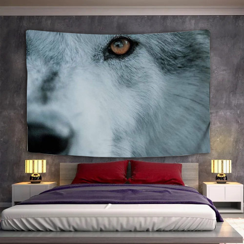 Half Wolf Face Tapestry