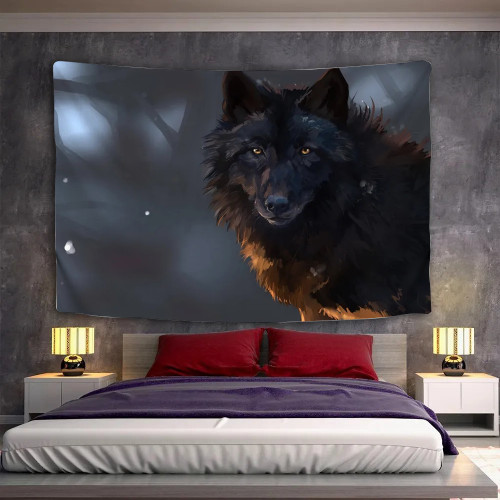Anime Black Wolf Tapestry