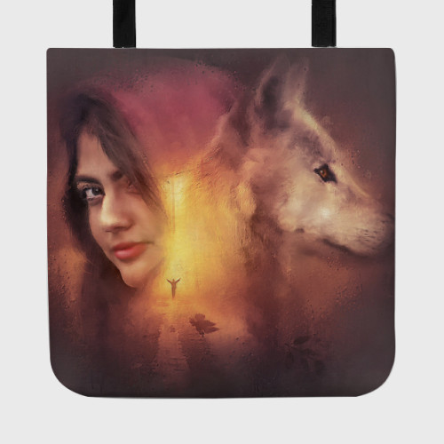Women And Wolf Tote Bag