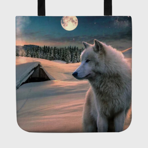 Wolf And Moon Tote Bag