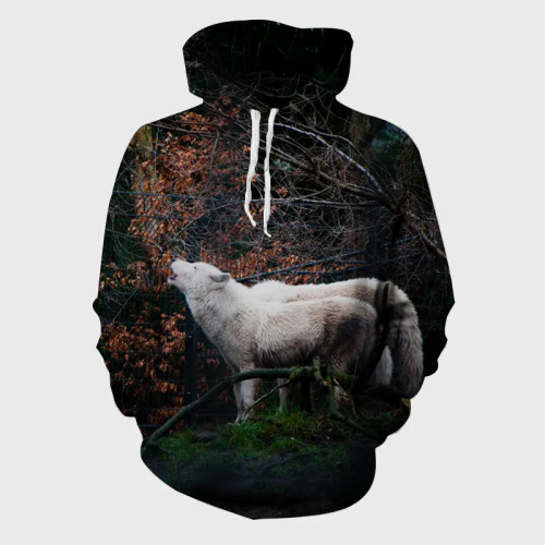 Forest Howling Wolf Hoodie