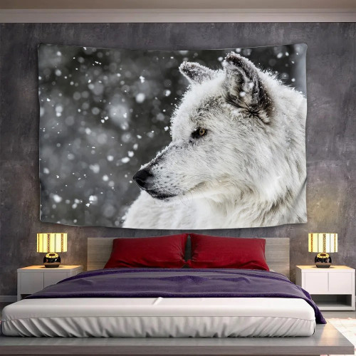 Snow Wolf Tapestry
