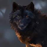 Anime Black Wolf Painting Art