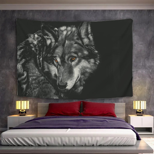 Wolf Drawing Tapestry
