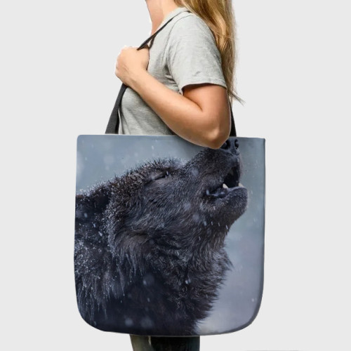 Black Wolf Howling Tote Bag