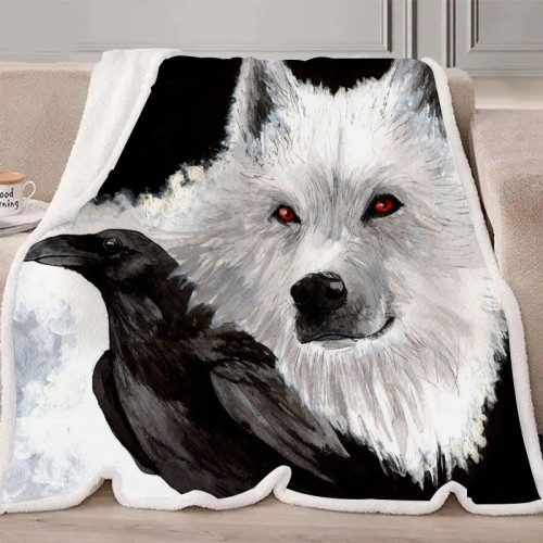 Raven And Wolf Blanket