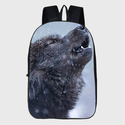 Black Wolf Howling Backpack