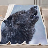 Black Wolf Howling Blanket