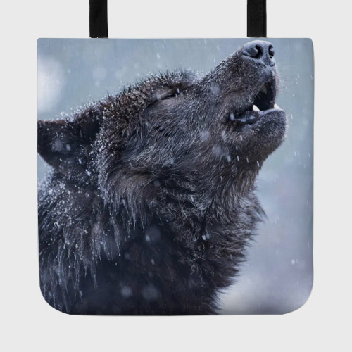 Black Wolf Howling Tote Bag