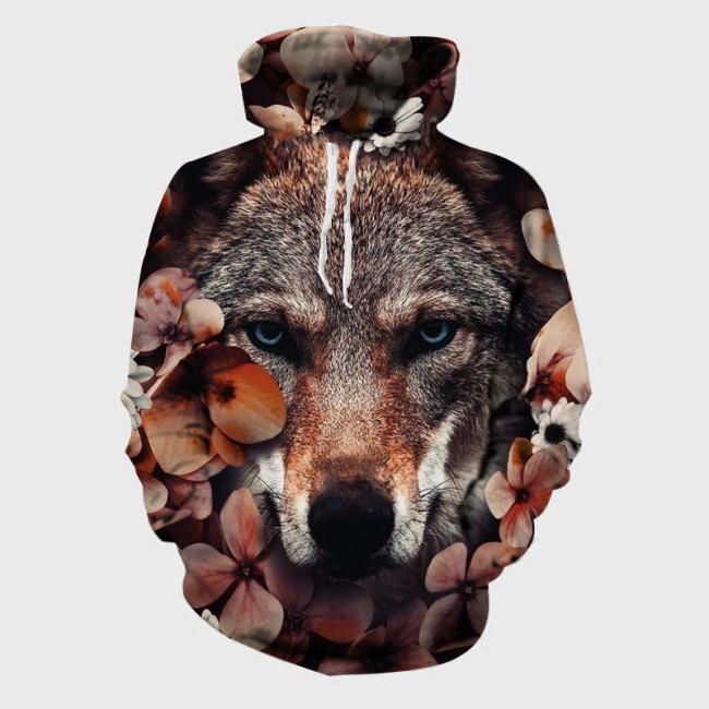 Flowers Wolf Hoodie