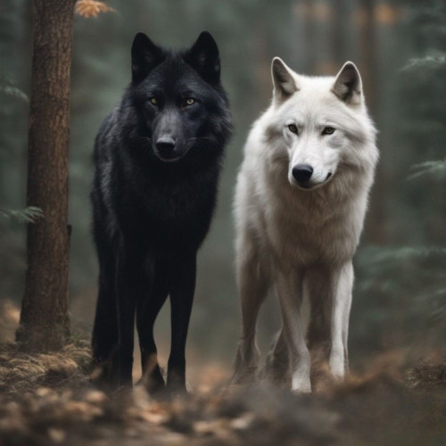 Wolf Couples Painting Art