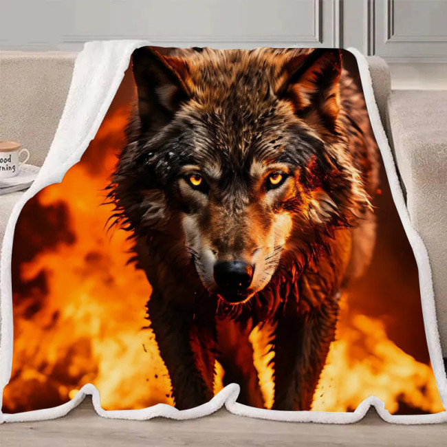 Flame Wolf Blanket