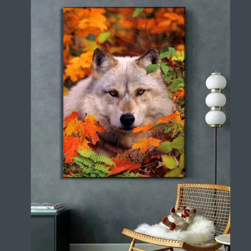 Leaf Wolf Painting Art