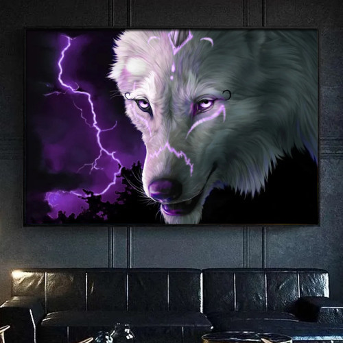 Lightning Wolf Painting Art