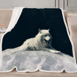 Cosmic White Wolf Blanket