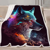 Colorful Wolf Blanket