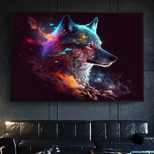 Colorful Wolf Painting Art