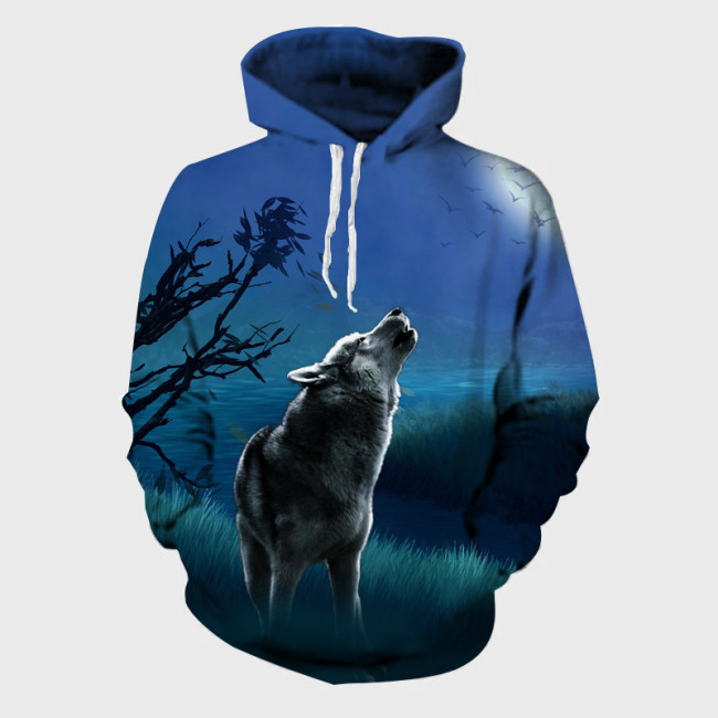 Wolf Howling At Moon Hoodie