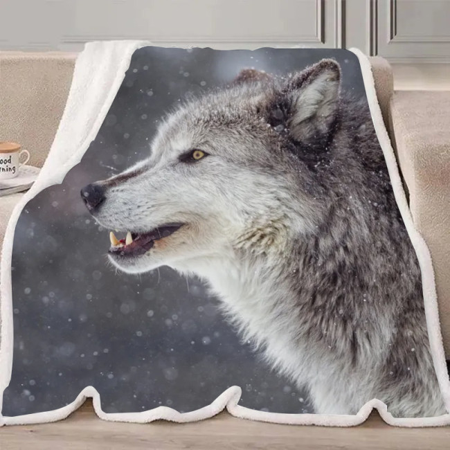 Snow Wolf Blanket