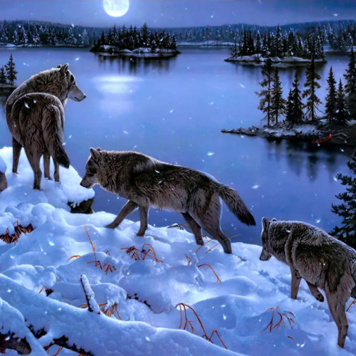 Winter Wolf Packs Painting Art