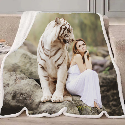 Tiger And Woman Blanket