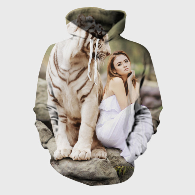 Tiger And Woman Hoodie