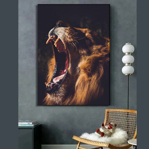 Lion Roaring Painting Art